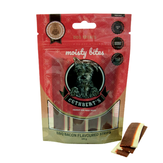 Cuthbert's Moisty Bites BBQ Bacon Strips for Dogs